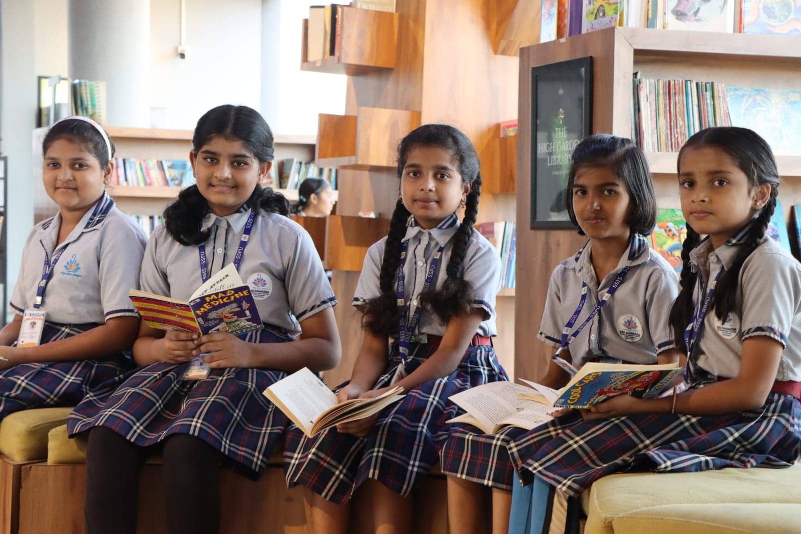 Students learning — Library friends at Sri Sharada International School