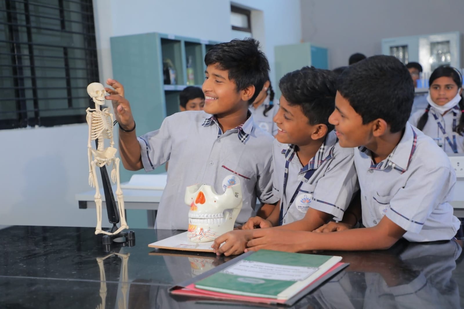 Students learning — Skeleton lab at Sri Sharada International School